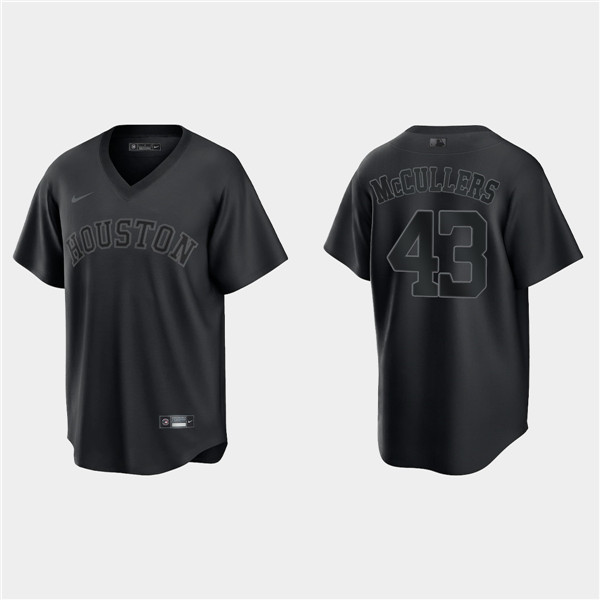 Men's Houston Astros #43 Lance McCullers Black Pitch Black Fashion Replica Stitched Jersey